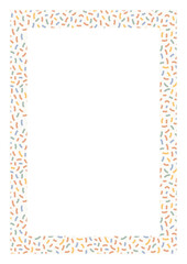 A4 frame with with freehand doodles. Background for trendy design with basic shapes.