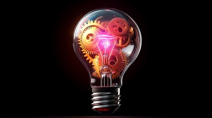 Light Bulb With Gears Innovation Creativity Concept