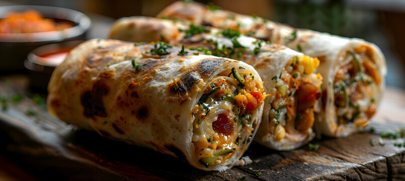 Gourmet kathi rolls with assorted fillings and sauces