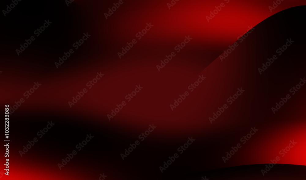 Poster abstract red and black wave pattern showcasing smooth gradients and dynamic shapes in a bold artisti