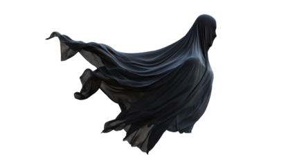 A flowing black fabric resembling a ghostly figure. Transparent background