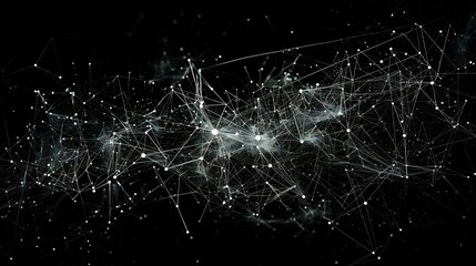 Fototapeta premium Glowing nodes and intricate lines forming a web of data flow on a shadowy background, evoking the idea of interconnected digital systems