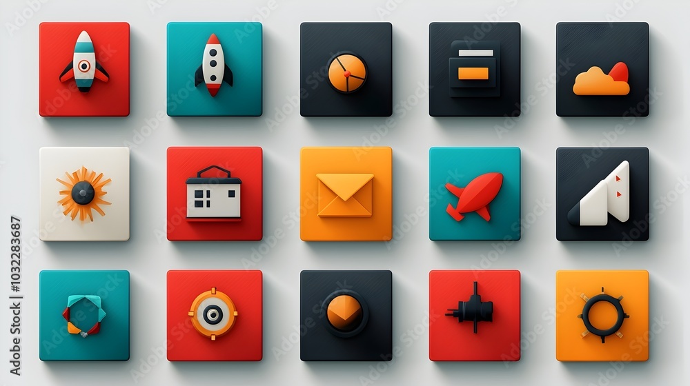 Fototapete Comprehensive icon set focused on productivity service optimization time efficiency and business performance enhancement  Includes symbols for workflow analytics tools decision making