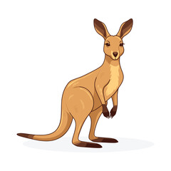 Kangaroo Cartoon Illustration - Cute Australian Wildlife Animal in Vector Style for Nature and Kids Designs