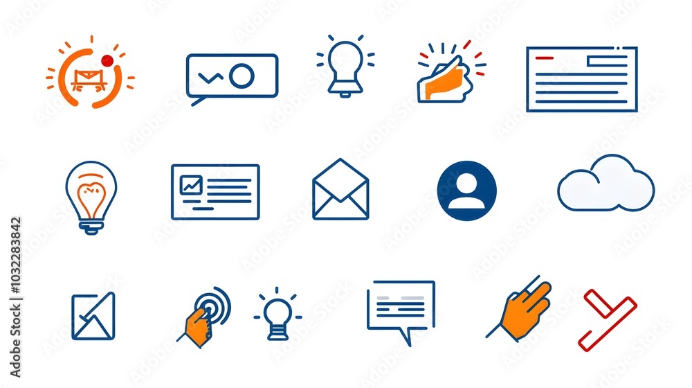 Poster a set of simple and minimalist business marketing icons representing the concepts of agreement spons