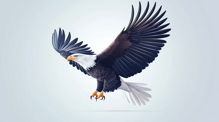 Fototapeta premium Majestic eagle soaring through the sky, wings spread wide, showcasing its powerful presence.