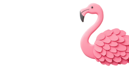 Flamingo figure, vibrant pink color on Transparent background