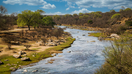 aerial view of "Rio Grande" river in Cordoba, Argentina 