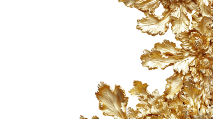 Gold leaf design, elegant and artistic, on Transparent background