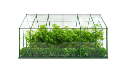 Greenhouse with lush plants, Transparent background