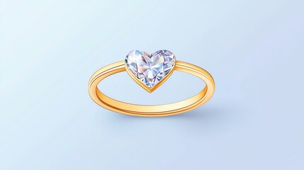 Beautiful heart-shaped ring with a sparkling gemstone on a soft pastel background.