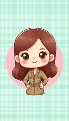 Smiling cartoon girl with long hair, a childlike face, and a joyful expression, representing childhood and beauty