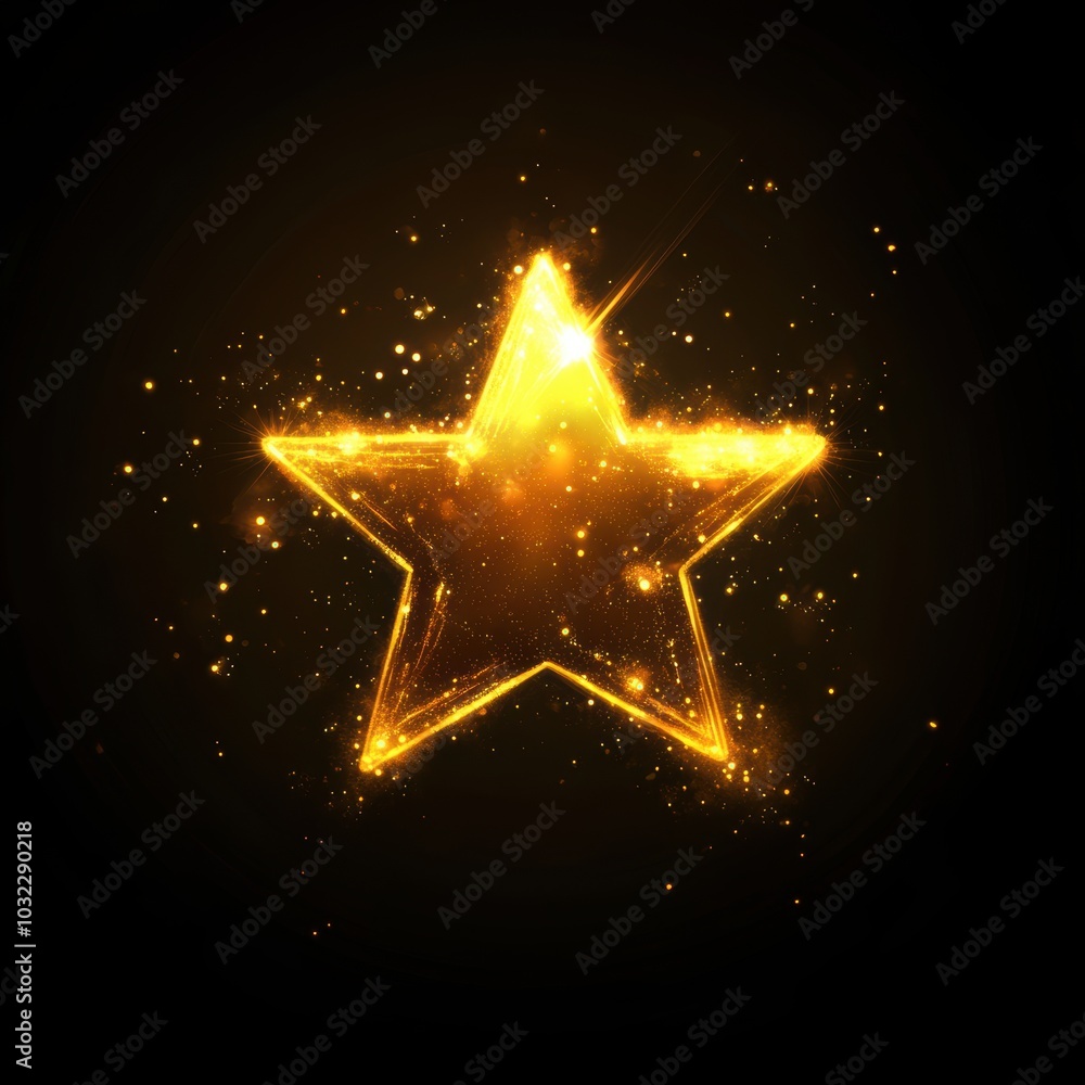 Wall mural shining holiday star isolated over black background