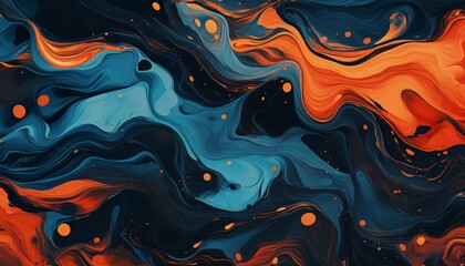 Obraz premium abstract background with orange blue green navy liquid wave