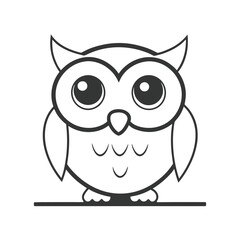 Minimalist Cartoon Owl Vector Illustration with Clean Lines.
