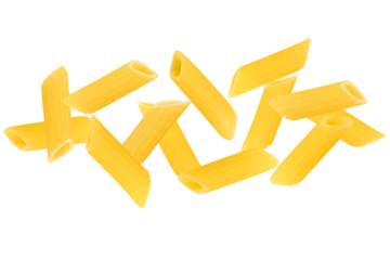 Pasta pasta feathers isolated on transparent background.