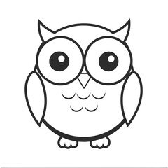 Minimalist Cartoon Owl Vector Illustration with Clean Lines.
