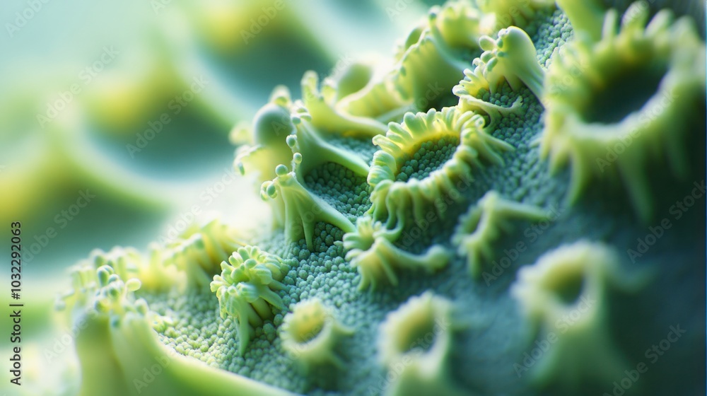 Poster abstract green texture with a close-up view of a fractal pattern.