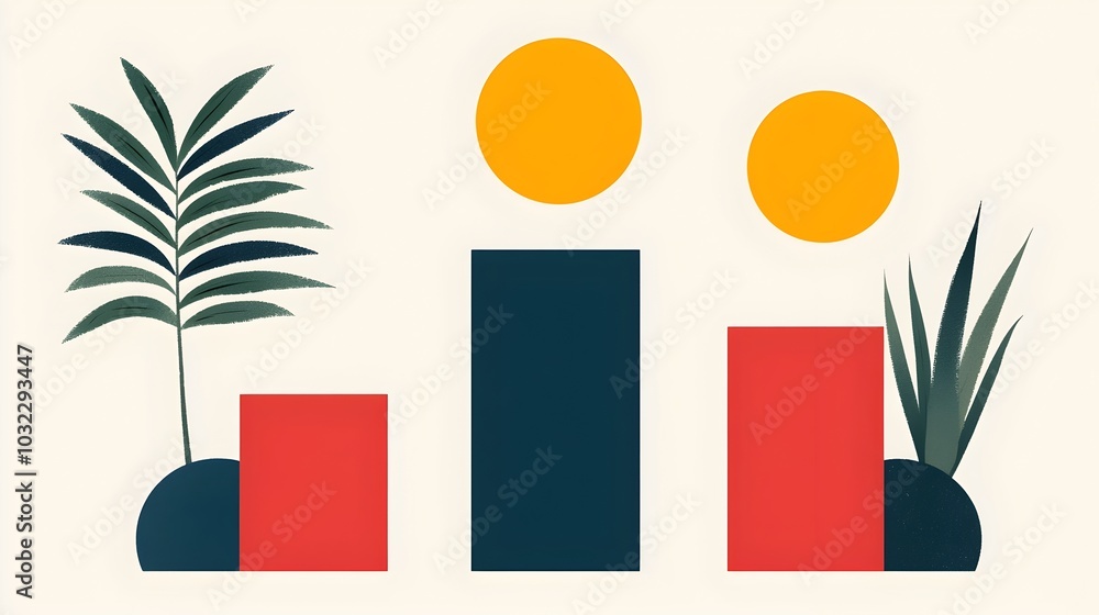Poster versatile minimalist abstract icon with precise geometric shapes and composition visually impactful 