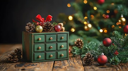 Wooden Advent Calendar with Tiny Drawers for Holidays