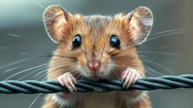 the rat eats and bites the wiring cable