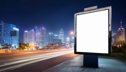 Billboard on night city background side