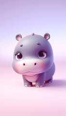 Cartoon piggy hippopotamus illustration for baby zoo animal