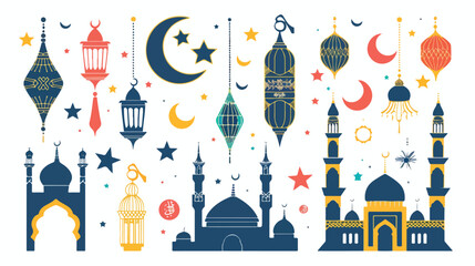 Islamic Ornaments Symbols Icons Vector Illustration