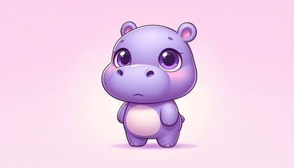 Cartoon piggy hippopotamus illustration for baby zoo animal