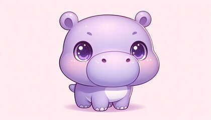 Cartoon piggy hippopotamus illustration for baby zoo animal