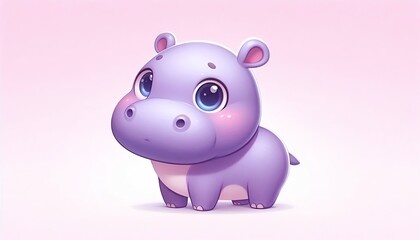 Cartoon piggy hippopotamus illustration for baby zoo animal