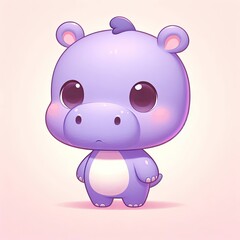 Cartoon piggy hippopotamus illustration for baby zoo animal
