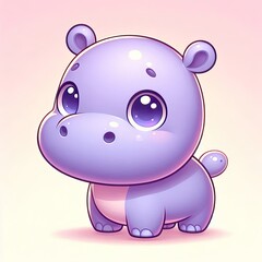 Cartoon piggy hippopotamus illustration for baby zoo animal