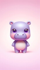 Cartoon piggy hippopotamus illustration for baby zoo animal