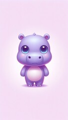 Cartoon piggy hippopotamus illustration for baby zoo animal