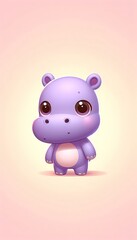 Cartoon piggy hippopotamus illustration for baby zoo animal