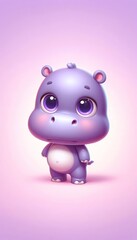 Cartoon piggy hippopotamus illustration for baby zoo animal