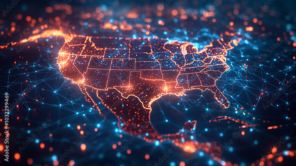 Aufkleber dynamic digital world map emphasize western europe continental for ai powered global network connect