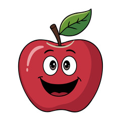 Cartoonish Smiling Apple Illustration Design