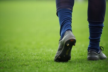 Fototapeta premium Athlete on fresh green grass field - sport and fitness theme.