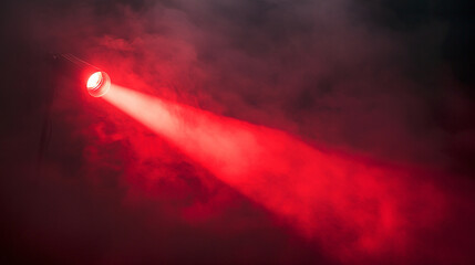 Red light beam in a shadowy setting, eerie and ominous