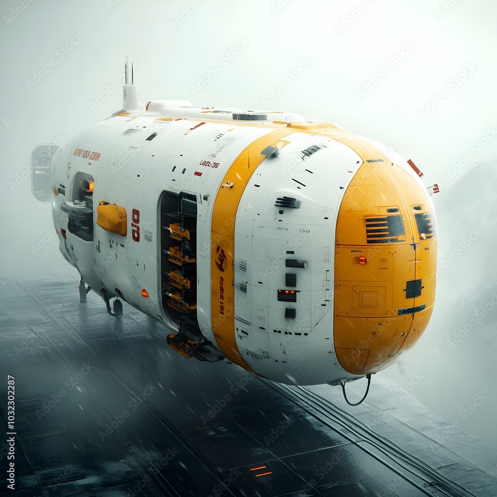 Leinwandbilder Sleek aerodynamic cargo ships featuring advanced robotic loading mechanisms powering an interconnected world of commerce and logistics with a retrofuturistic Cyberpunk inspired aesthetic