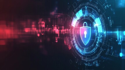 Digital security concept featuring a lock and futuristic elements.