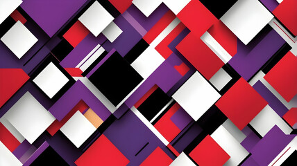 Geometric Cubical Background with red, purple, black Accents, Modern, Minimalist Design on White
