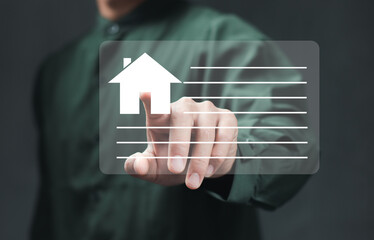 Real estate offers for sale and house for rent concept. Businessman analyzing mortgage loan home for planning to buy or rent property..