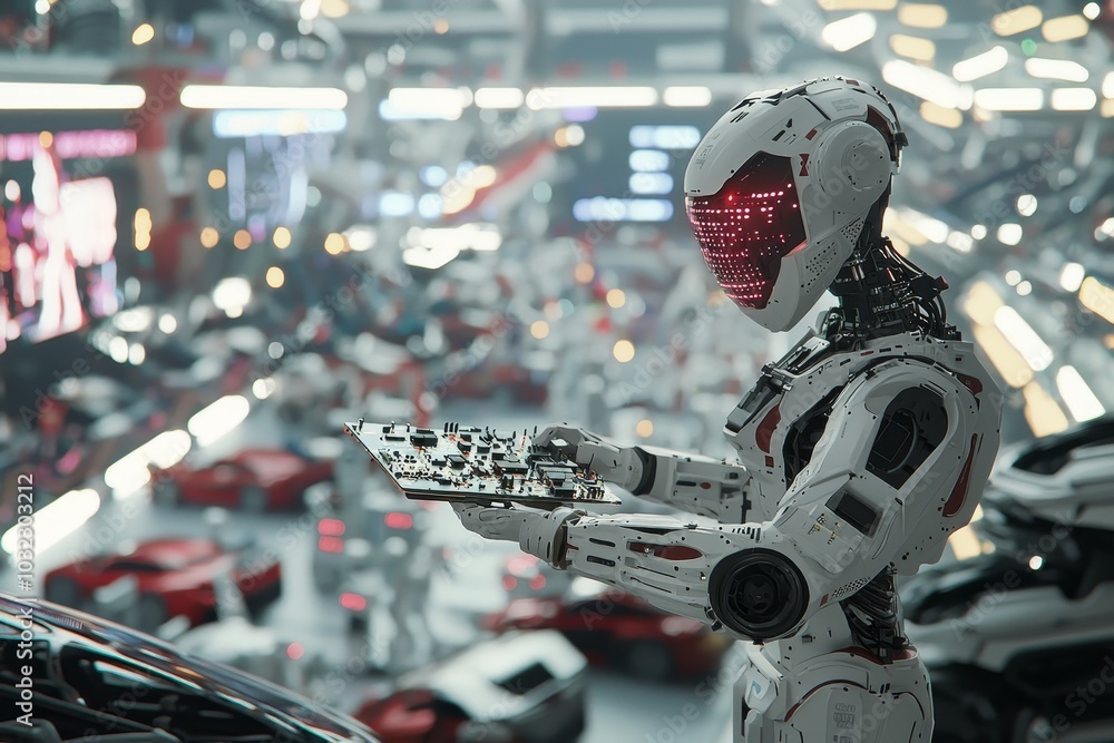 Poster Automation of robot arms for assembly lines making high-tech electric vehicles using AI computer vision.