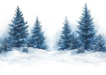 Fototapeta premium An illustration of a winter forest in watercolor.