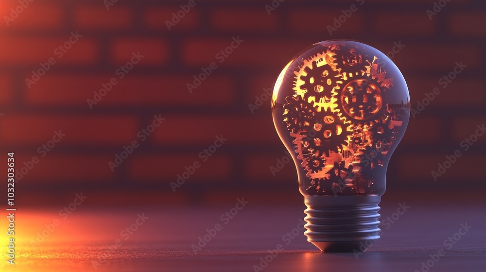 Poster a light bulb filled with interlocking gears