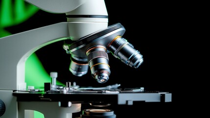 Fototapeta premium Asian scientist use microscope , free space, realistic photography