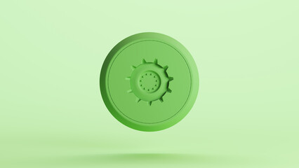 Green bionic capsule disk shapes bearing housing technology design element neutral monochrome soft tones mint green background 3d illustration render